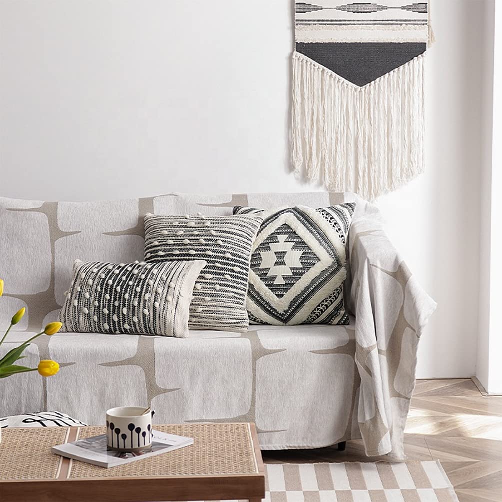 Southwest Diamond Block Print Pillow Cover, Black