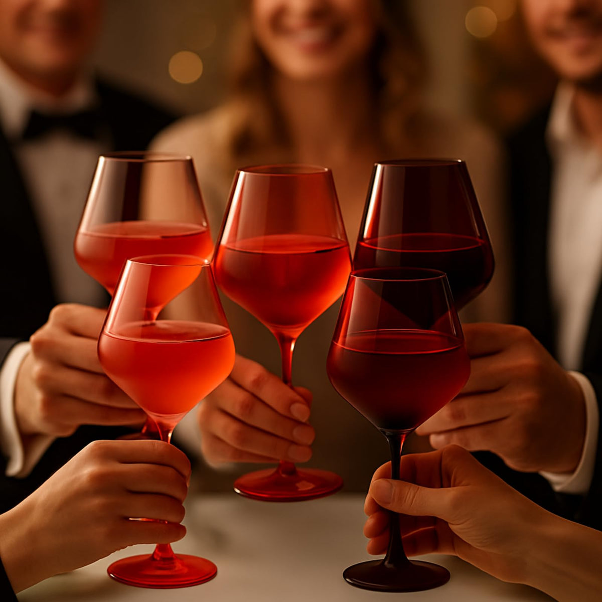 Red Rocks Gradient Wine Glassware pictured from a higher angle showing shape and proportions