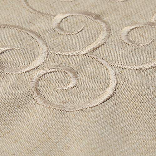 Scroll Embroidered Linen Blend Tablecloth, alternate view