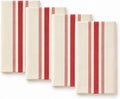 Cotton Napkins, Beige with Red Stripe, Set of 4