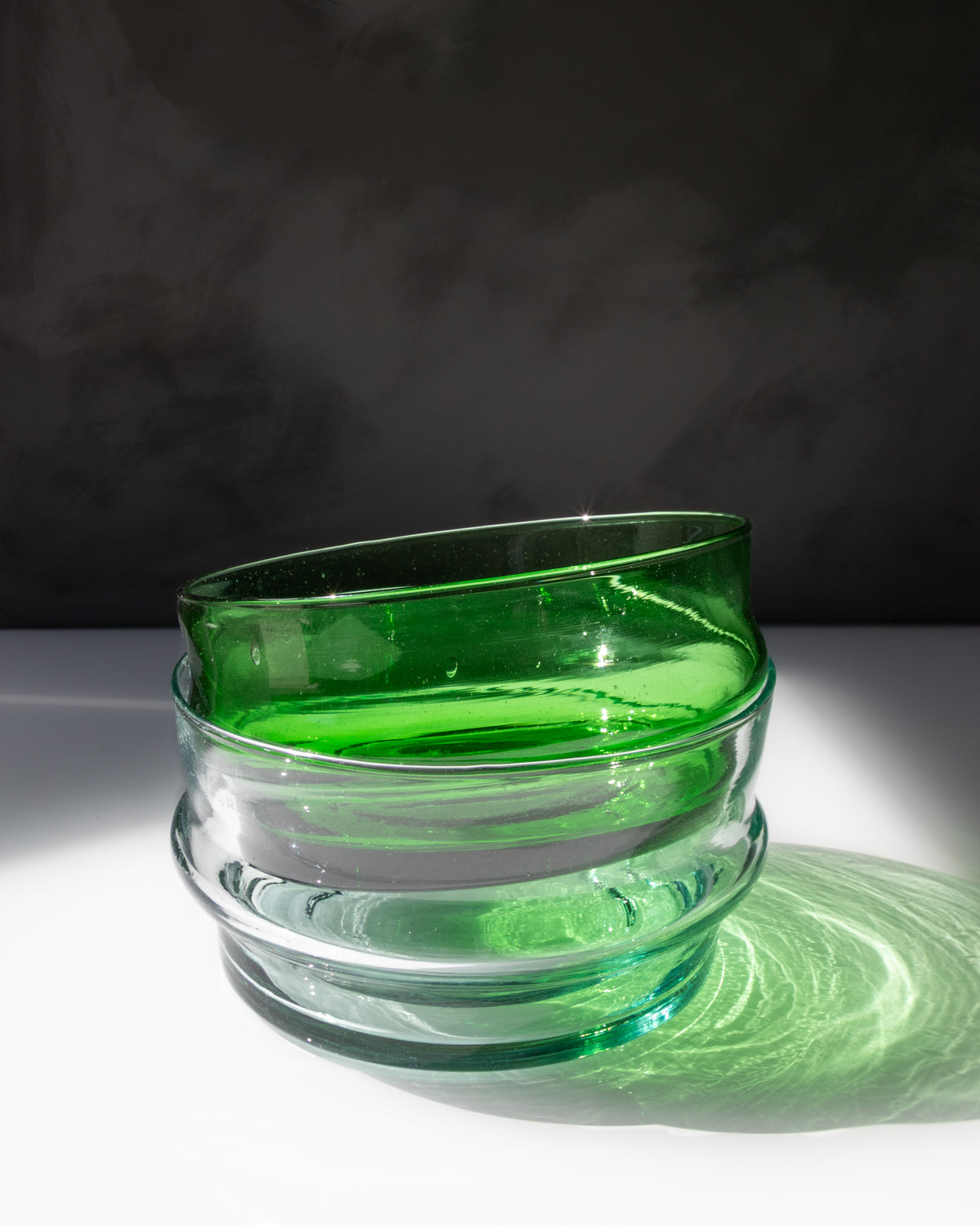 Beldi Mouth-Blown Recycled Glass Bowls, detail view