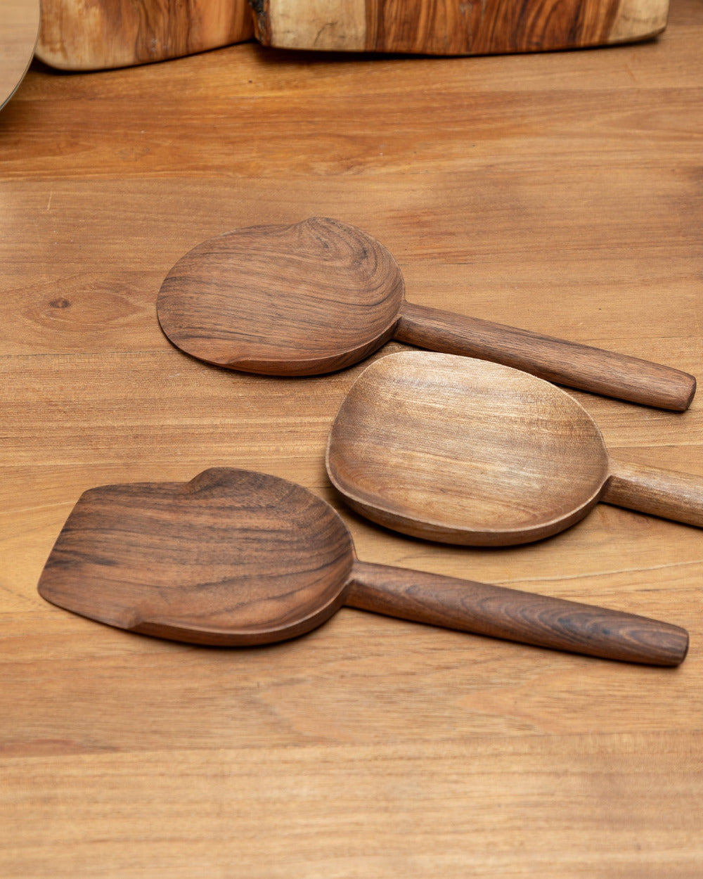 Carved Walnut Spoons, Set of 5, another angle