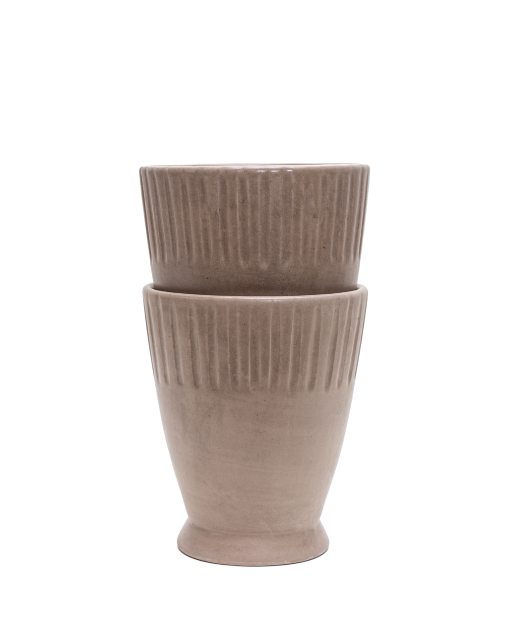 Hand-Carved Clay-Toned Ceramic Tumbler, another angle