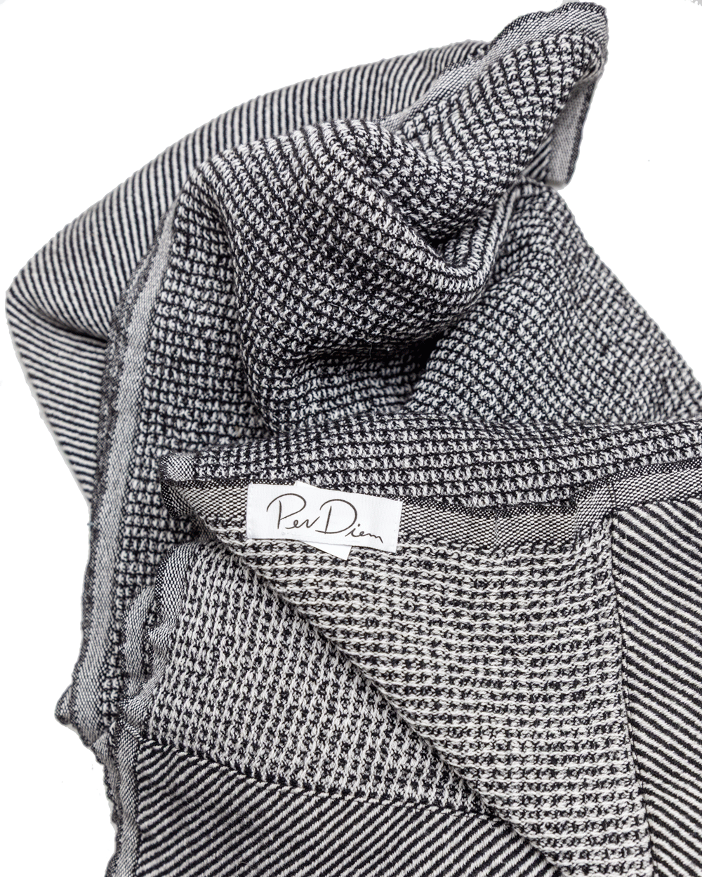 Waffle-Weave Cotton Blend Throw, Black, alternate view