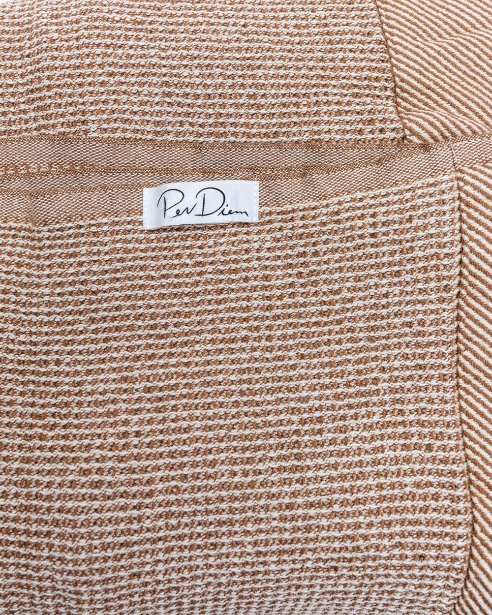 Waffle-Weave Cotton Blend Throw, Camel, another angle