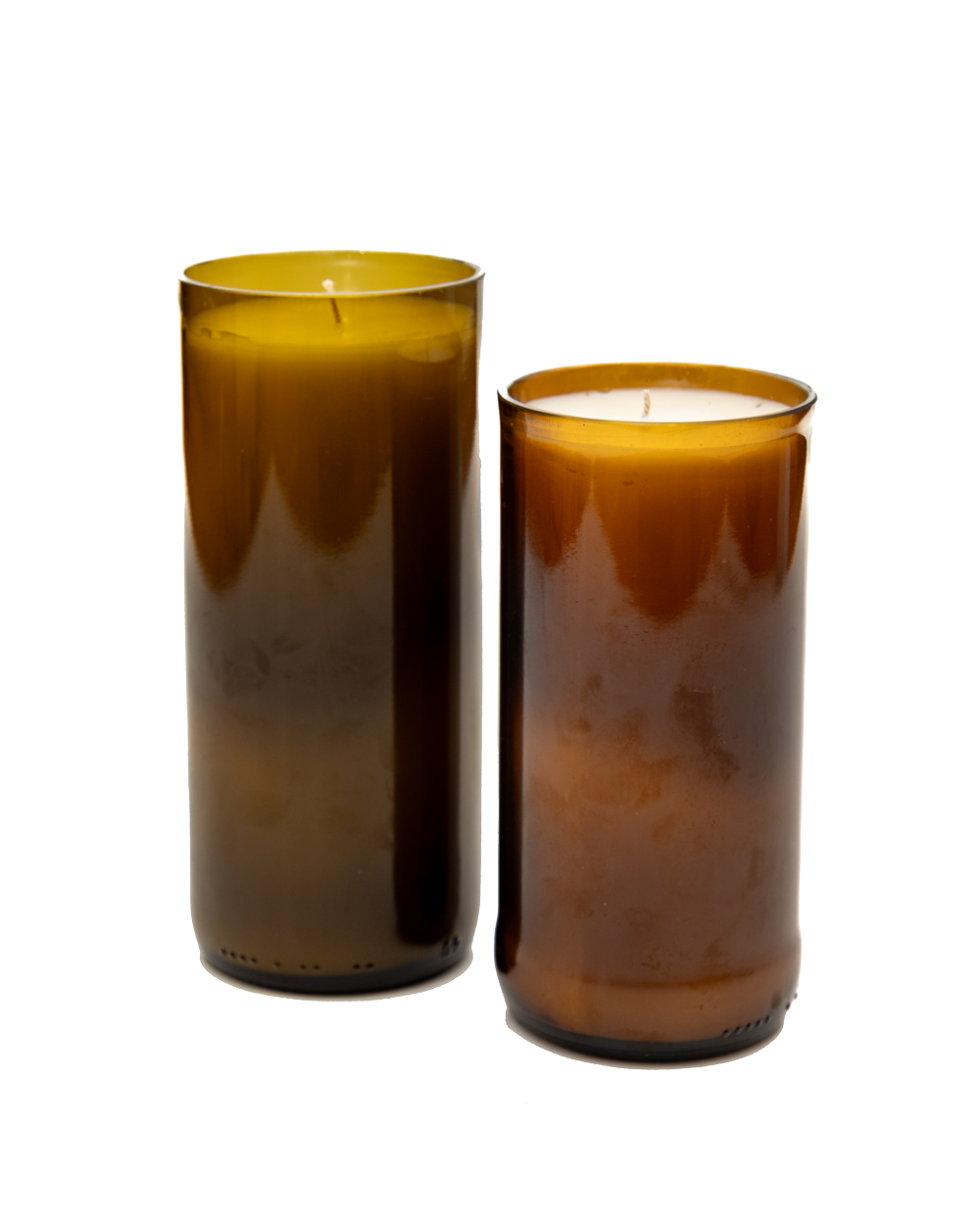 Midnight Fig Candle in Reclaimed Amber Bottle, detail view