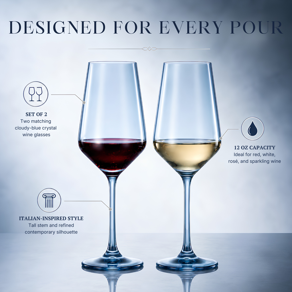 Tonal Stemmed Wine Glasses, Cloudy Blue, Set of 2, alternate view