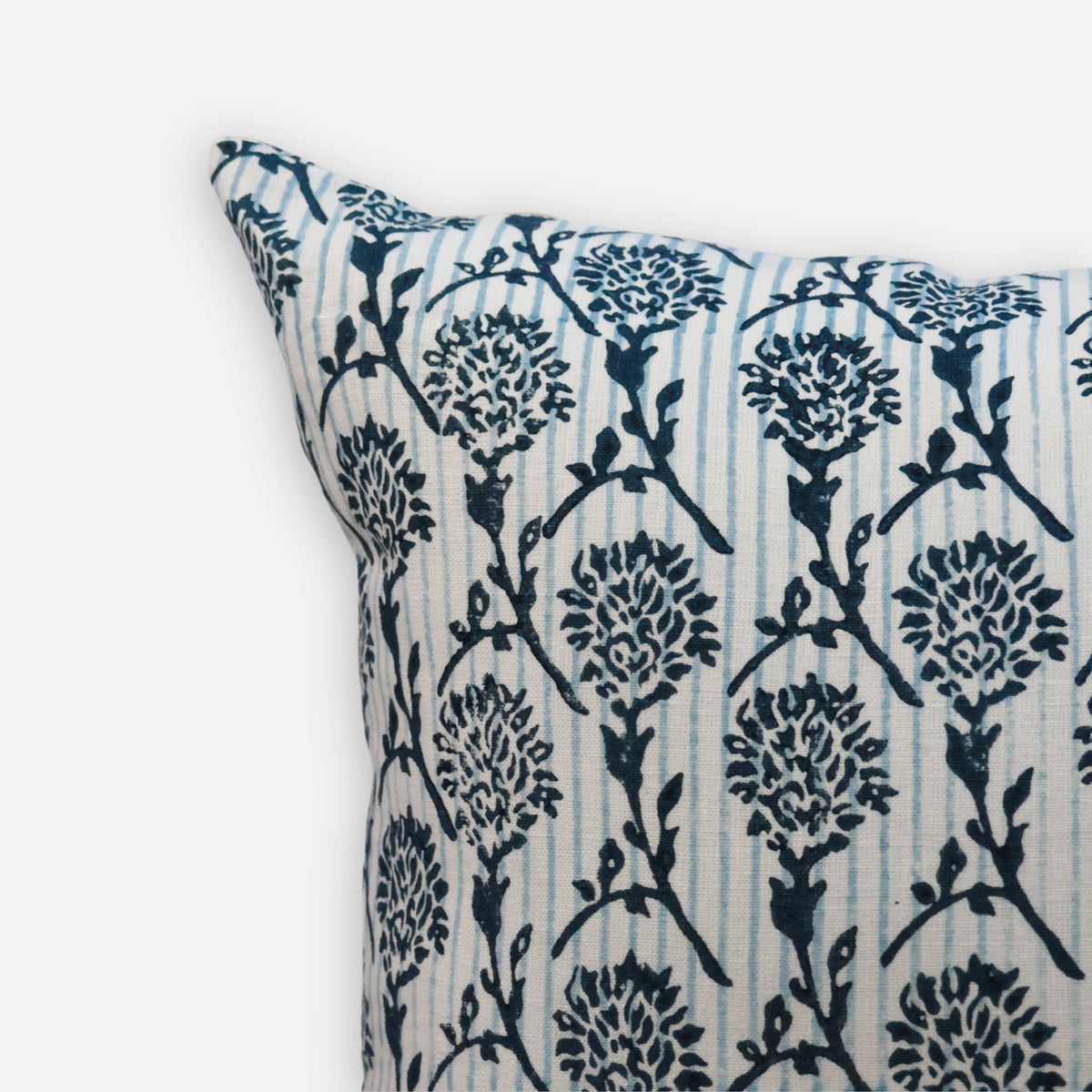 Nikhar Pure Linen Throw Pillow Cover, Azure Blue, another angle
