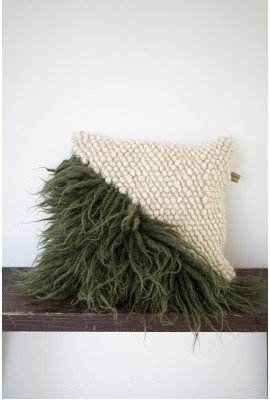 Handwoven Wool Pillow, Forest Moss