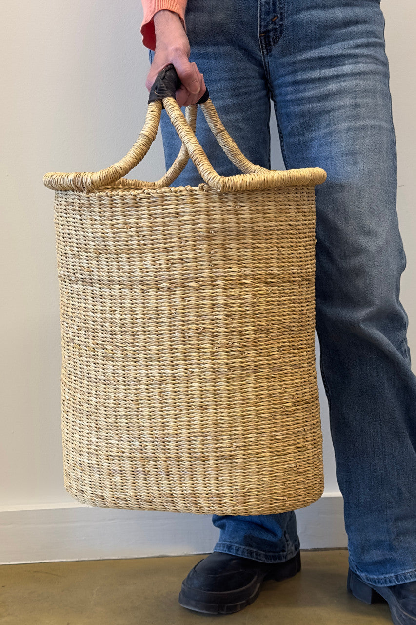 Woven Pot Basket with Single Handle, detail view