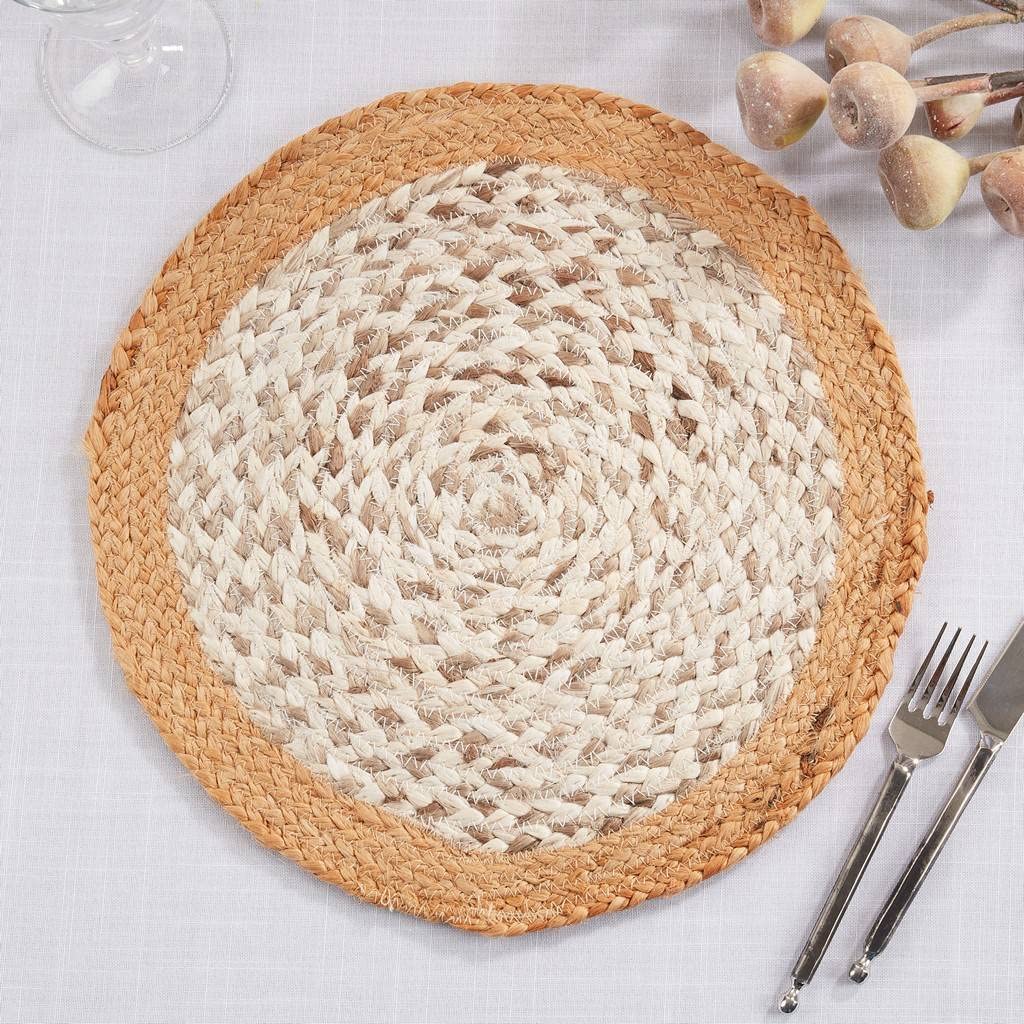 Hand-Braided Jute Round Placemats, Set of 4, another angle