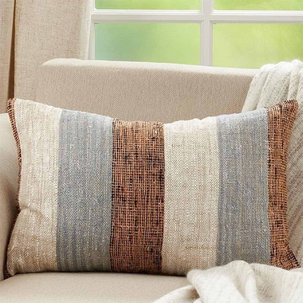 Color Block Stripe Cotton Lumbar Pillow, view 12