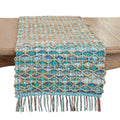 Woven Net Chindi Table Runner, Aqua