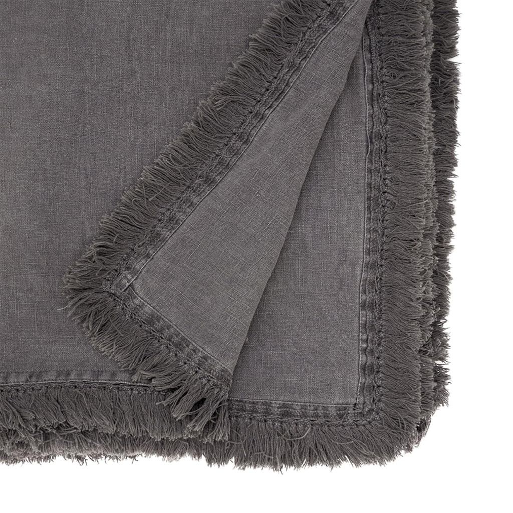 Stonewashed Linen Fringe Tablecloth, Ivory