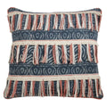 Block Print Embroidered Fringe Pillow, Indigo, view 6