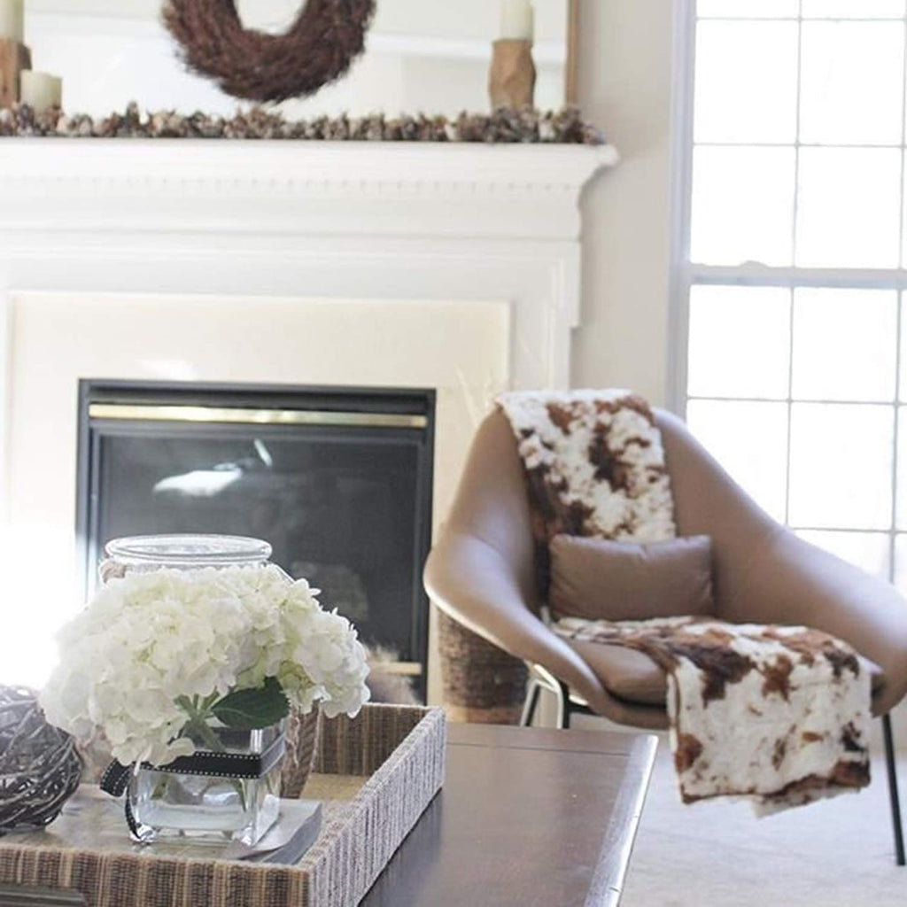 Faux Cowhide Plush Throw, Brown
