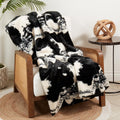 Faux Cowhide Plush Throw, Brown, another angle