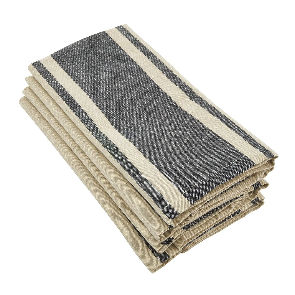 Banded Stripe Cotton Tablecloth, Natural, view 5