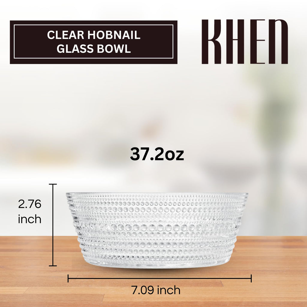 Hobnail Borosilicate Serving Bowl shown from a second angle against a pale neutral backdrop