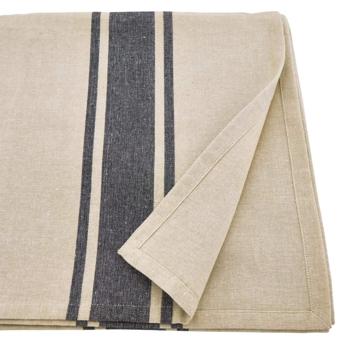 Banded Stripe Cotton Tablecloth, Natural