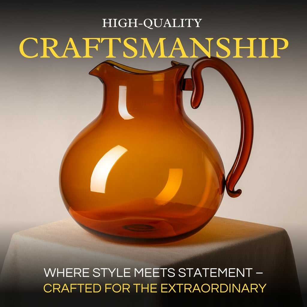 Mouth-Blown Amber Glass Jug, 750 ml, view 5