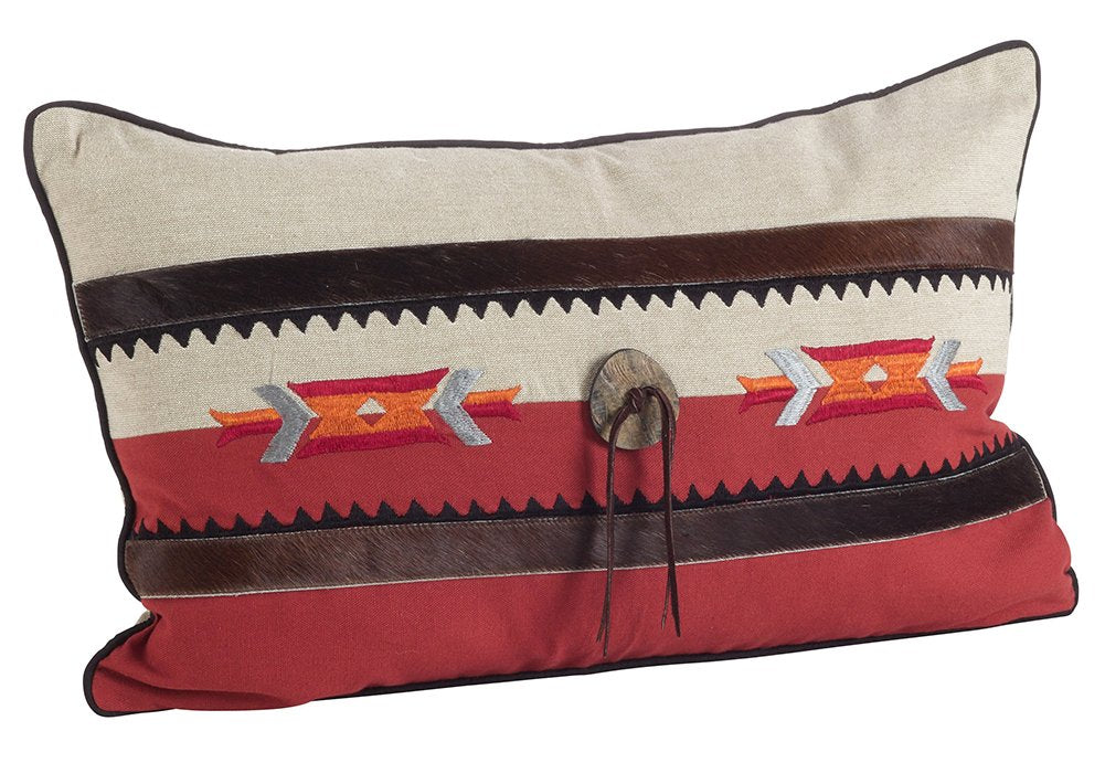 Cowhide Trim Southwestern Throw Pillow, another angle