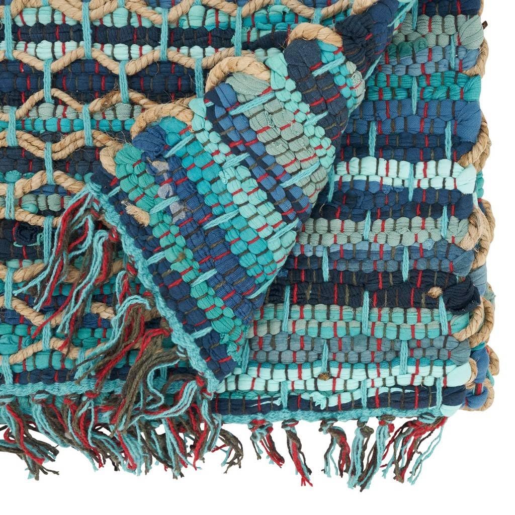 Woven Net Chindi Table Runner, Aqua, alternate view