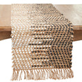 Two-Tone Jute and Leather Table Runner
