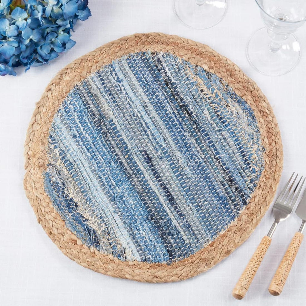 Denim Chindi Round Placemats, Set of 4, detail view