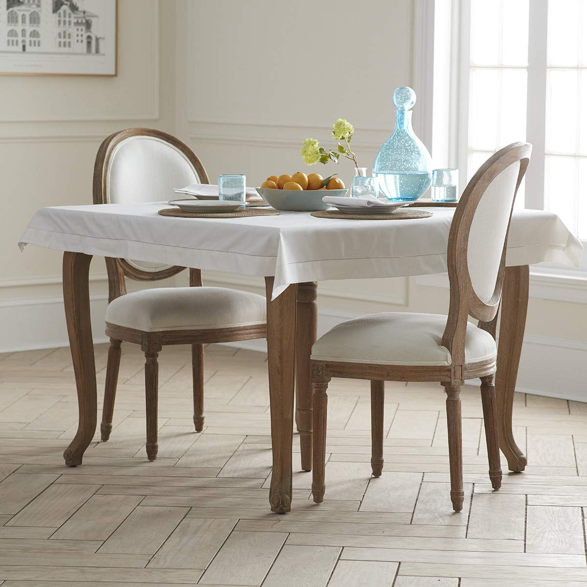 Hemstitch Linen and Cotton Tablecloth