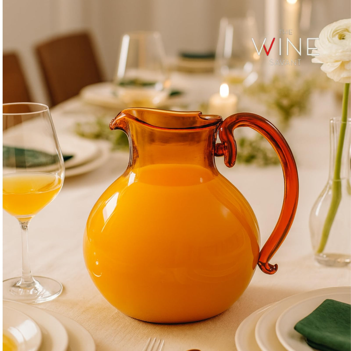 Mouth-Blown Amber Glass Jug, 750 ml, view 6