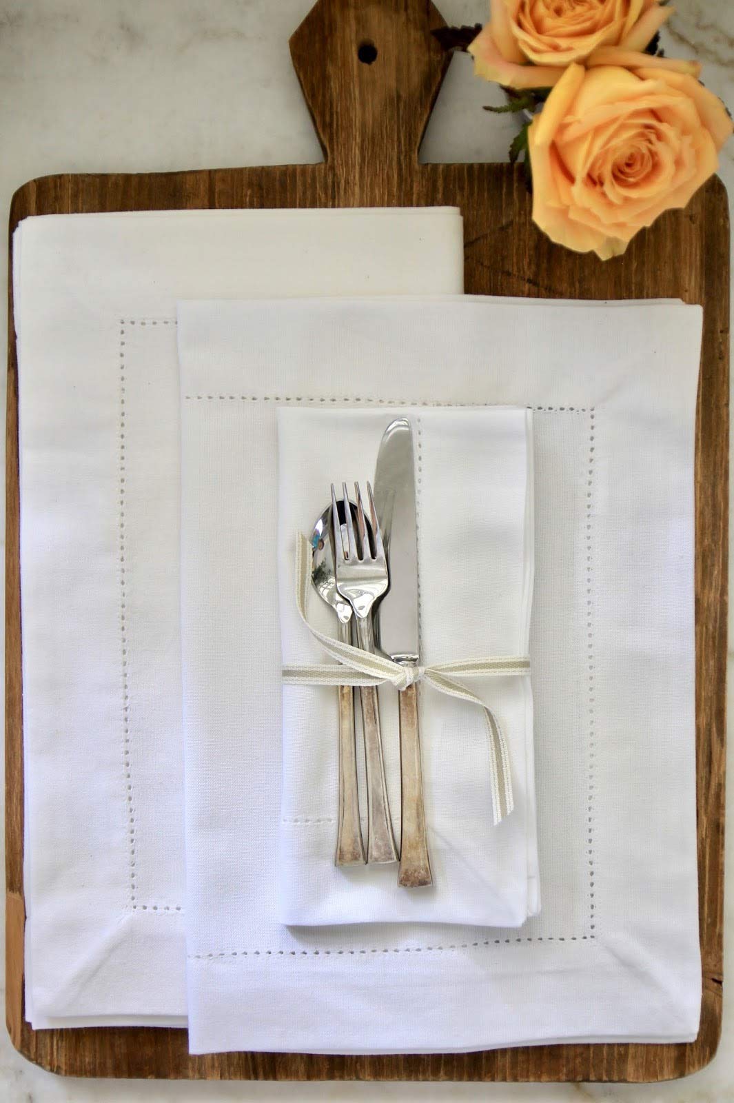 Hemstitch Linen and Cotton Tablecloth