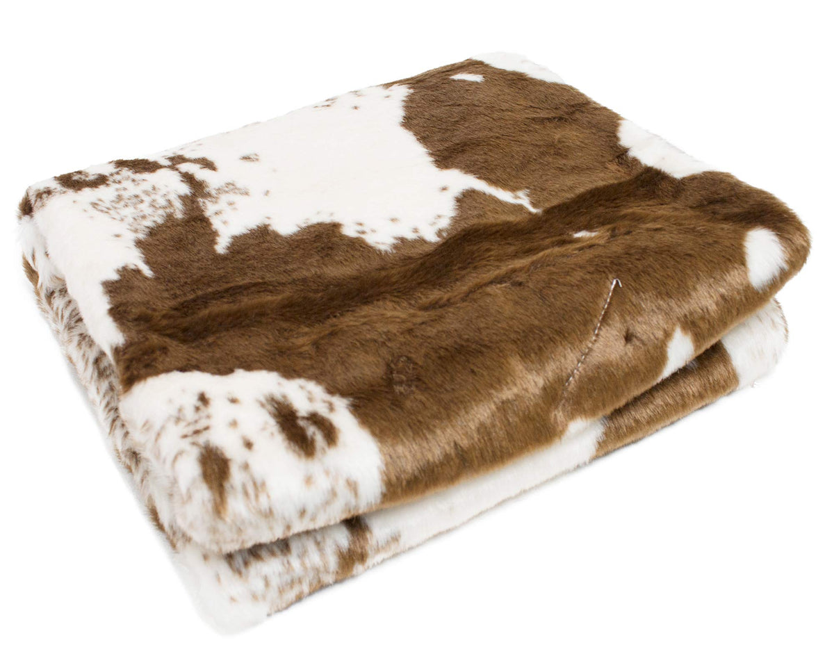 Faux Cowhide Plush Throw, Brown