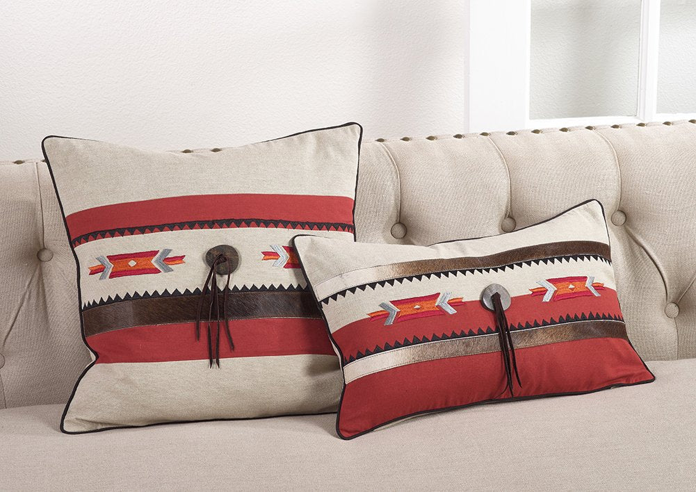 Cowhide Trim Southwestern Throw Pillow, view 7