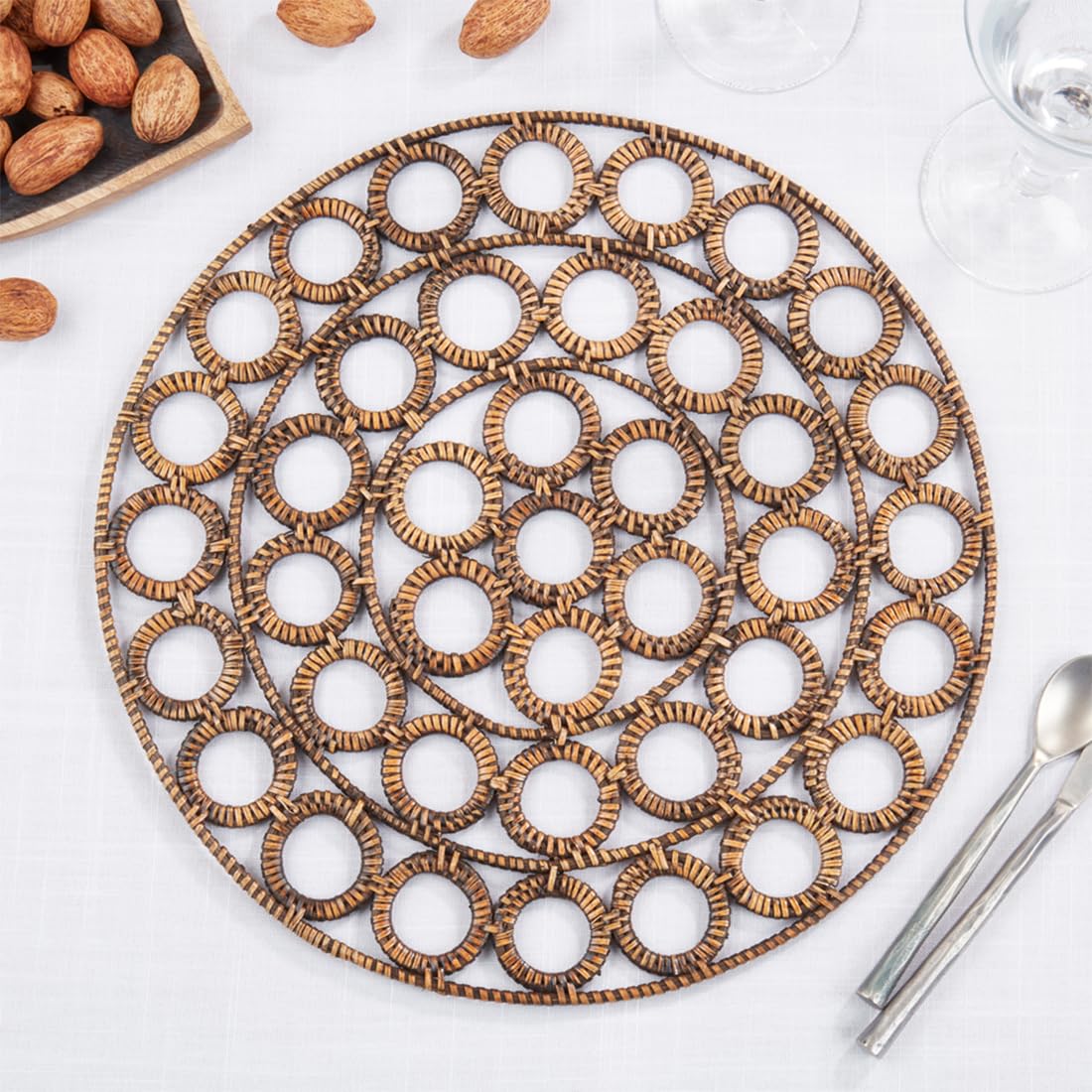 Rattan Circles Woven Placemat, 15 in