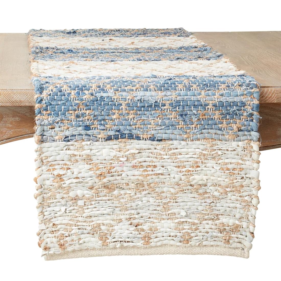 Diamond Stripe Chindi Table Runner, Navy