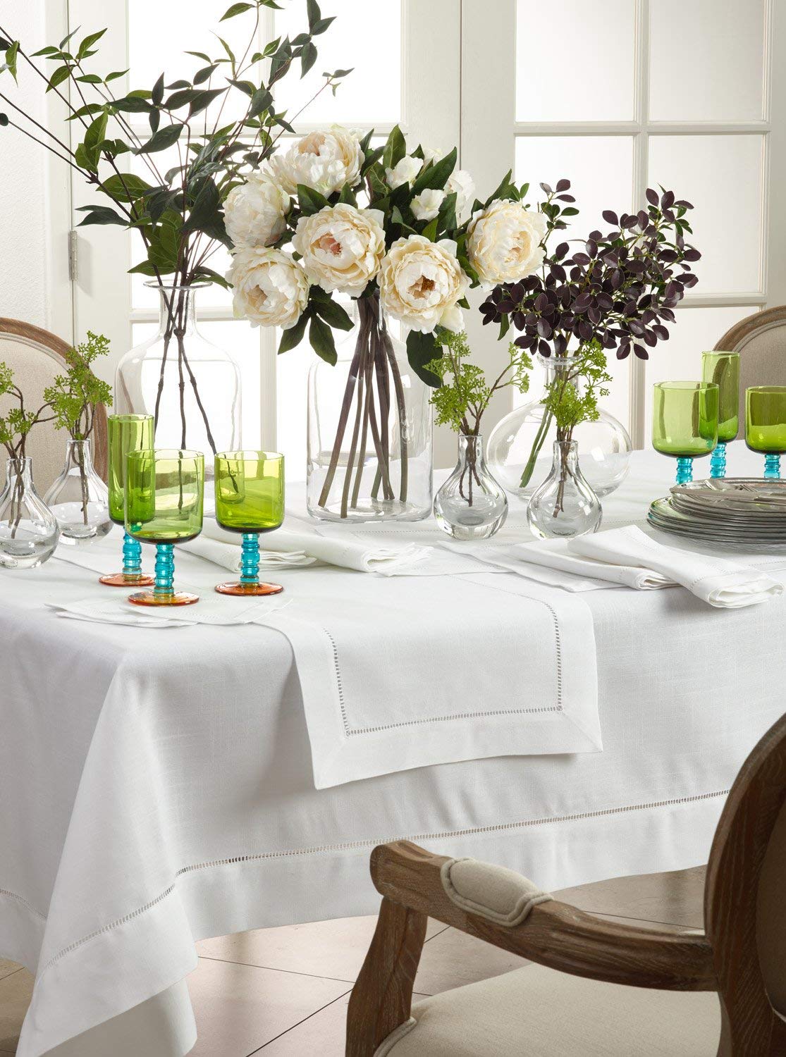 Hemstitch Linen and Cotton Tablecloth