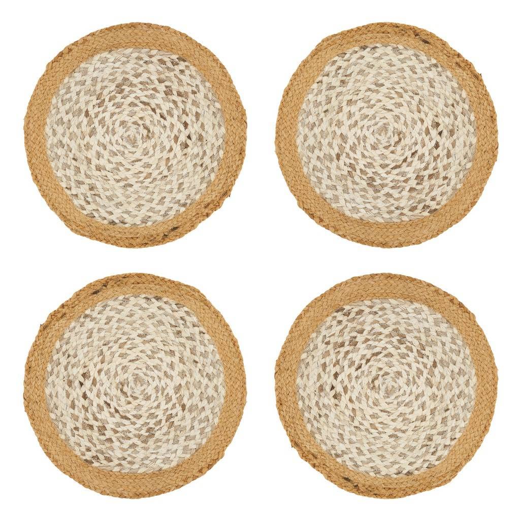 Hand-Braided Jute Round Placemats, Set of 4