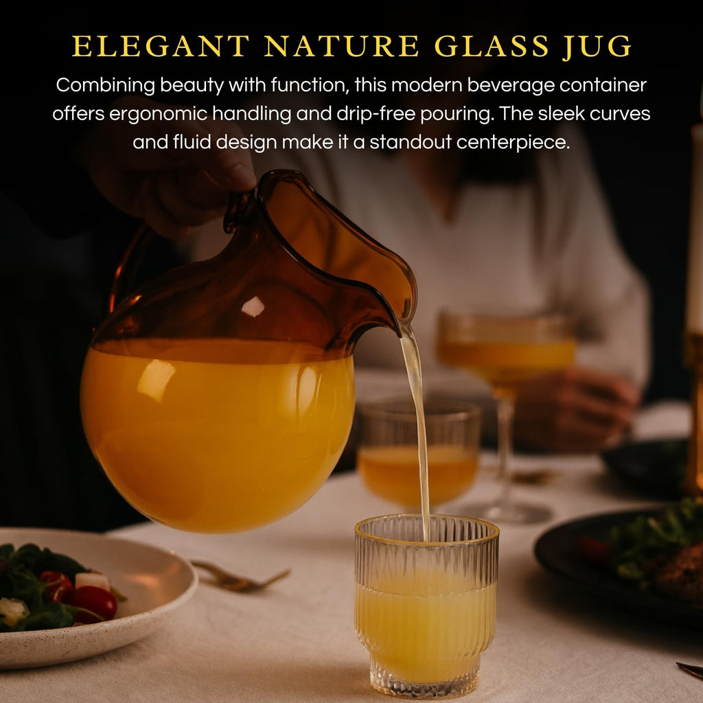 Mouth-Blown Amber Glass Jug, 750 ml, detail view