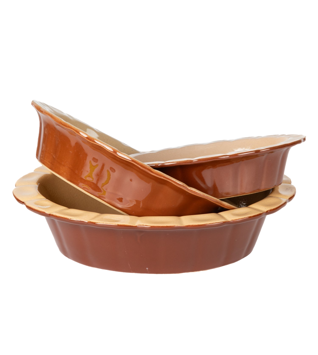 Vintage French Oval Pie Dish, detail view