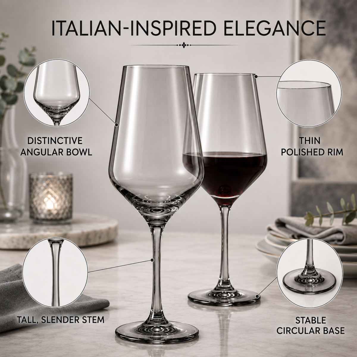Tonal Stemmed Wine Glasses, Smoke Grey, Set of 2, view 6