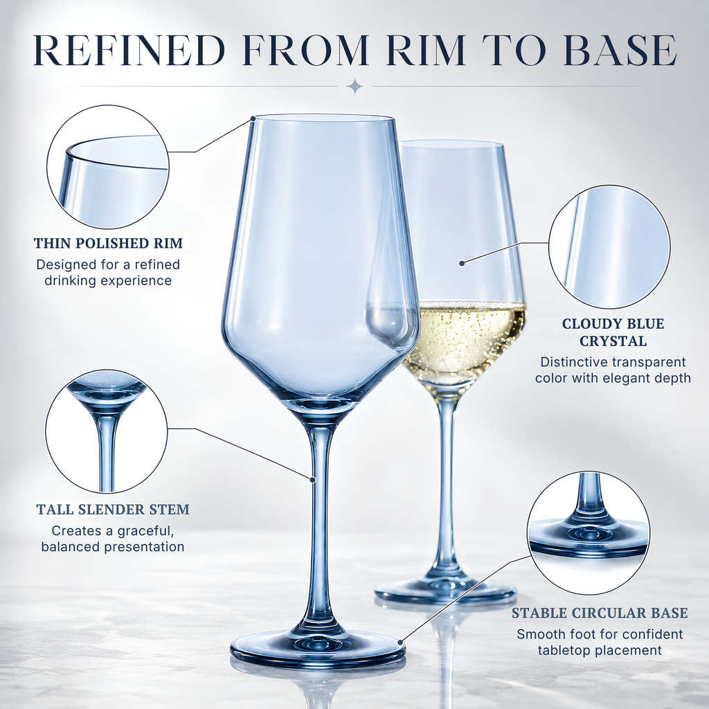 Tonal Stemmed Wine Glasses, Cloudy Blue, Set of 2, view 6