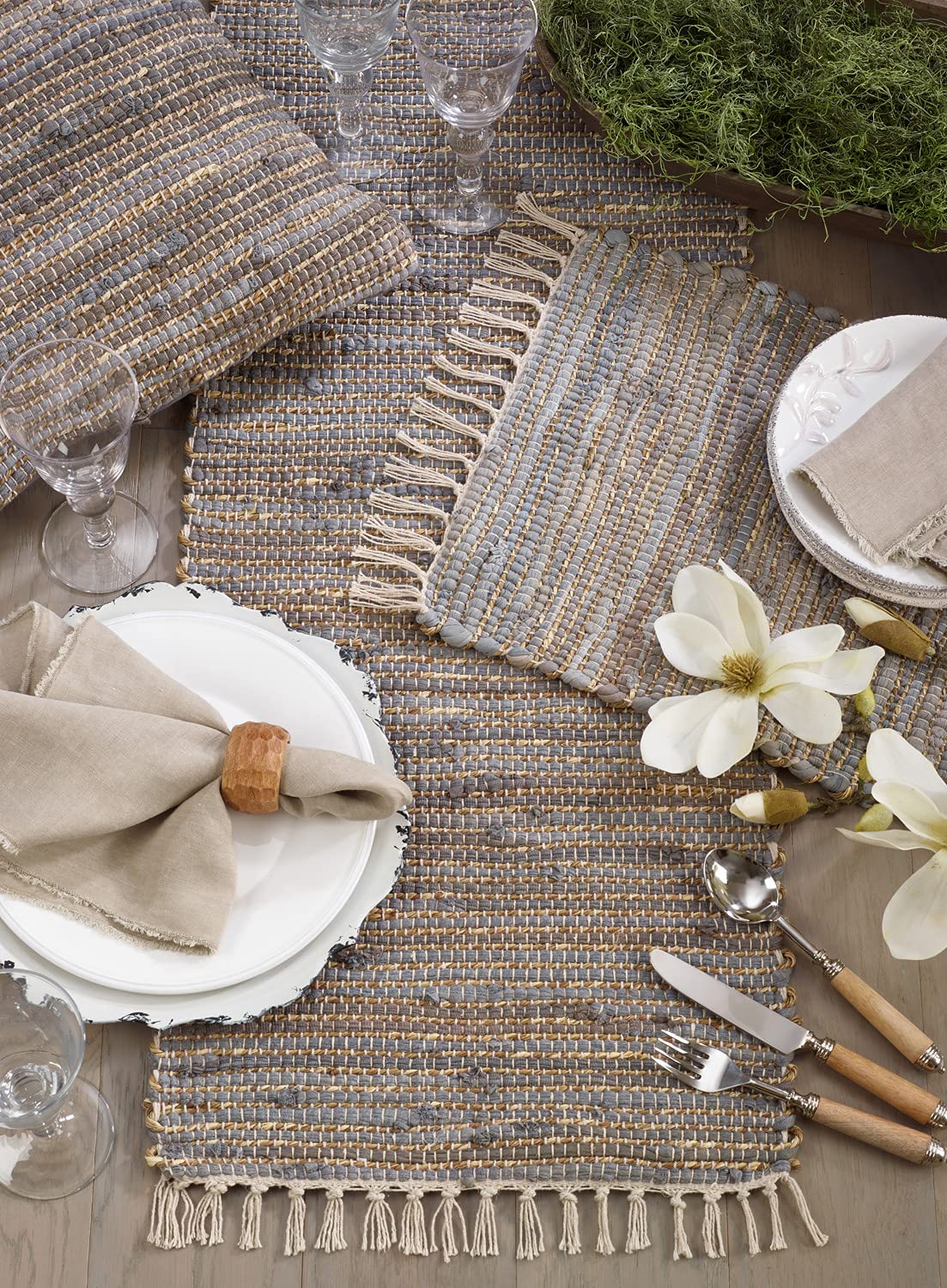 Chindi Fringe Runner or Placemat Set, view 7