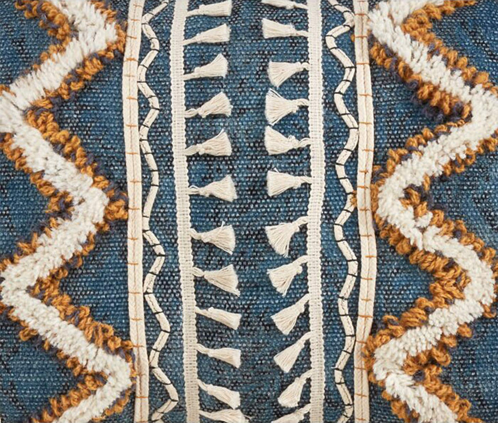 Block Print Tufted Cotton Accent Pillow