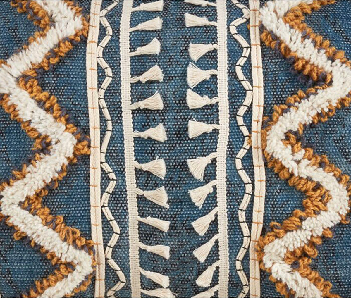 Block Print Tufted Cotton Accent Pillow