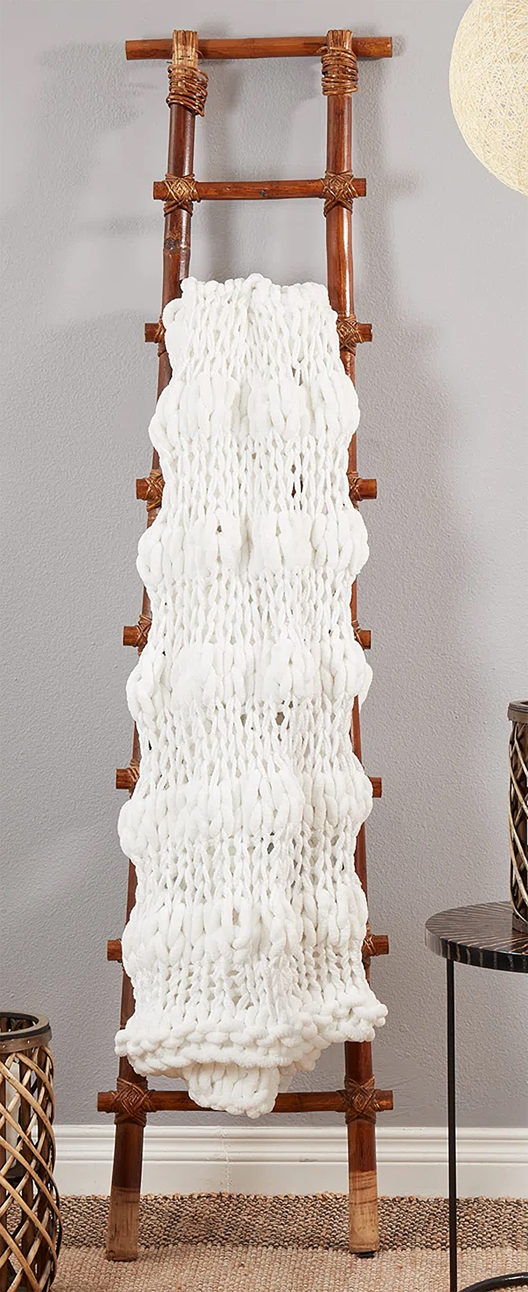 Chunky Cable Knit Throw, White