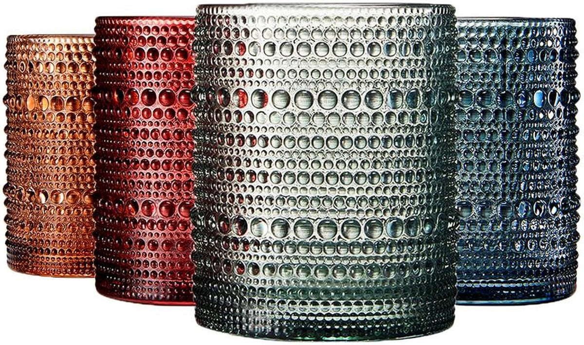Tonal Hobnail Lowballs, Set of 4