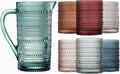 Hobnail Glass Pitcher and Lowball Serving Set photographed on a bone white surface in soft natural light