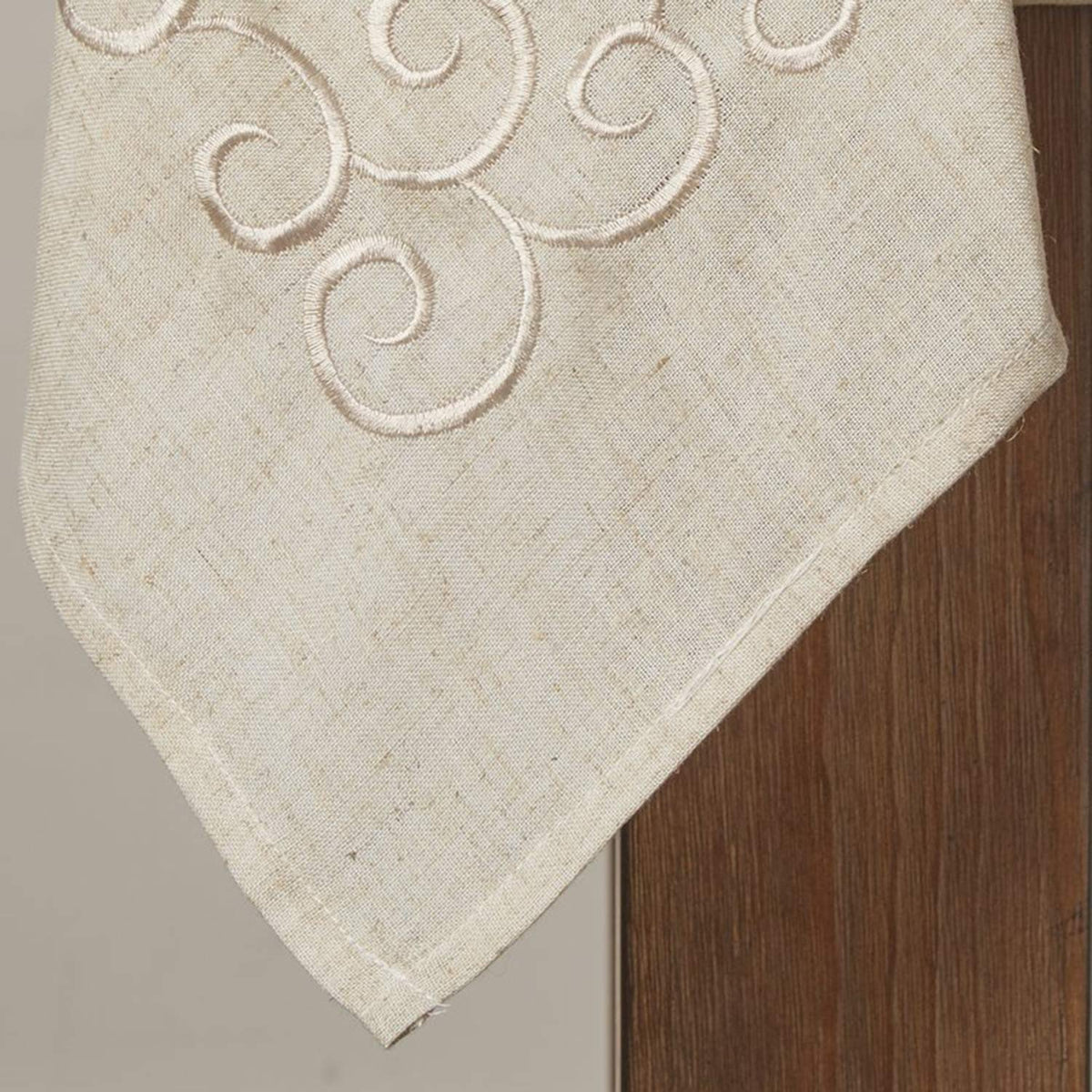 Scroll Embroidered Linen Blend Tablecloth