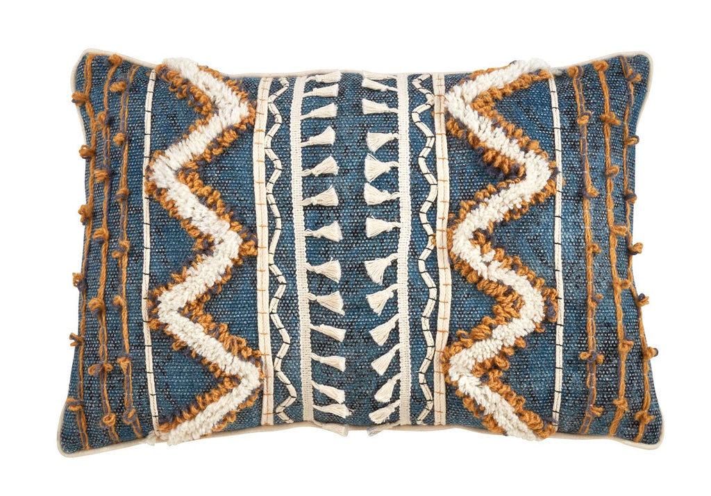 Block Print Tufted Cotton Accent Pillow, view 5